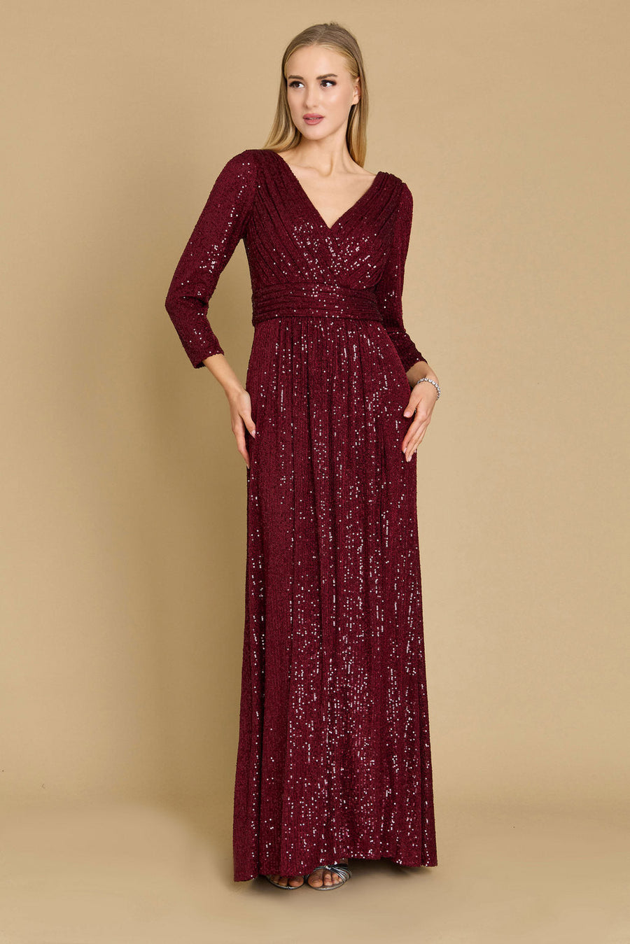 Dylan & Davids DD1257 Long Sleeve Sequin Formal Beaded Dress