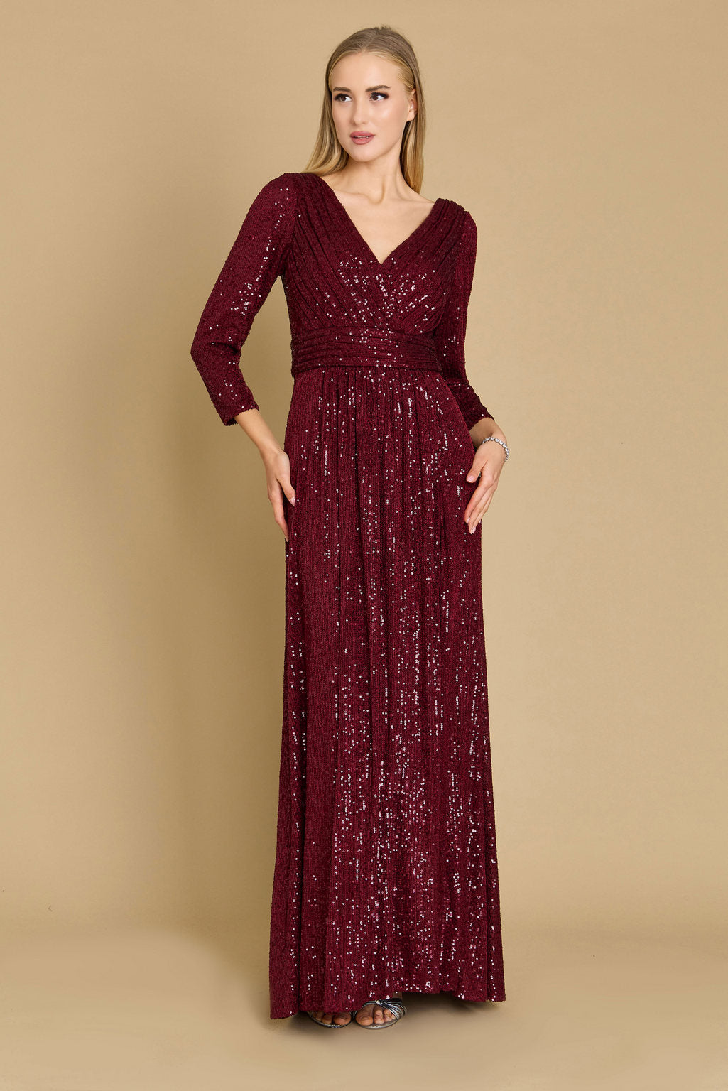 Dylan & Davids DD1257 Long Sleeve Sequin Formal Beaded Dress