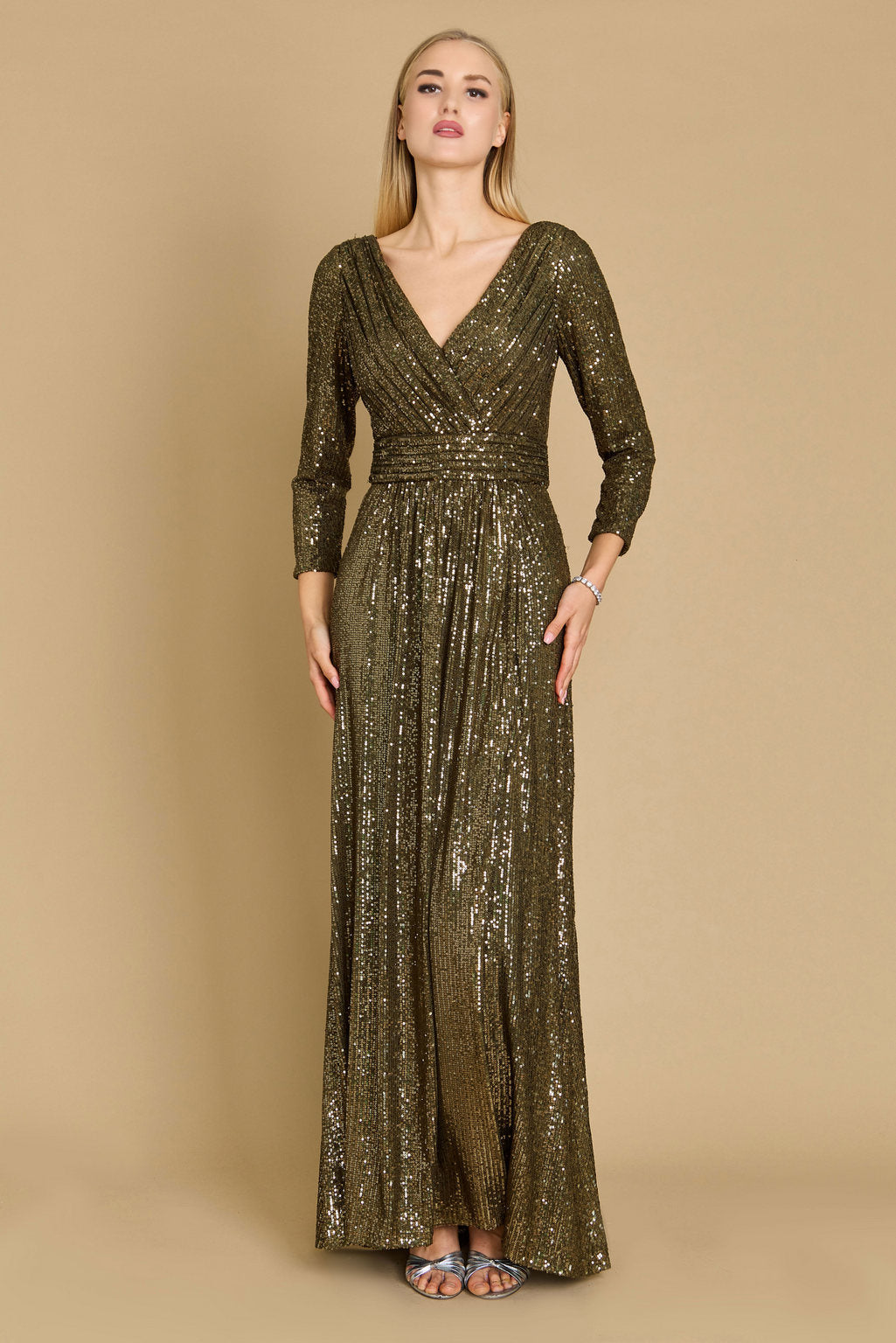 Dylan & Davids DD1257 Long Sleeve Sequin Formal Beaded Dress