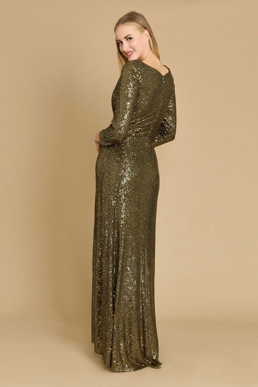 Dylan & Davids DD1257 Long Sleeve Sequin Formal Beaded Dress