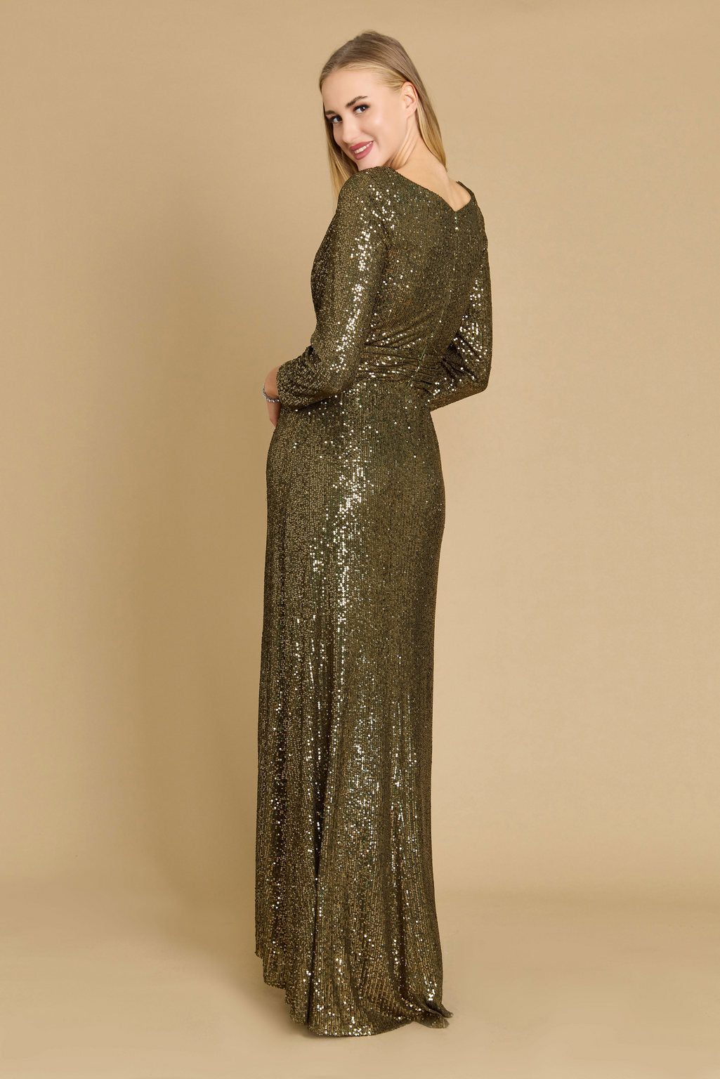 Dylan & Davids DD1257 Long Sleeve Sequin Formal Beaded Dress