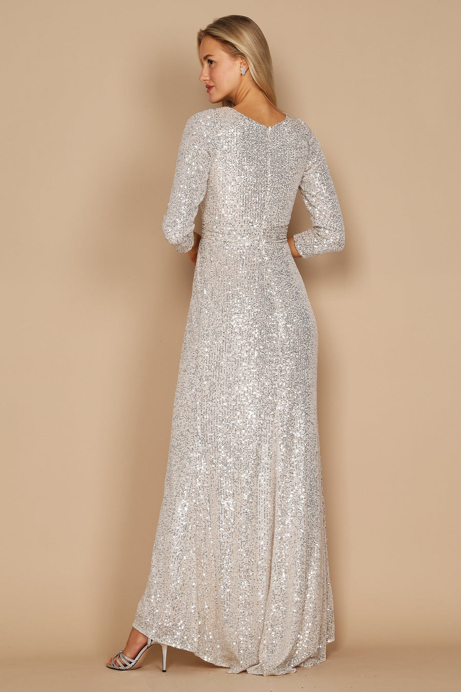 Dylan & Davids DD1257 Long Sleeve Sequin Formal Beaded Dress