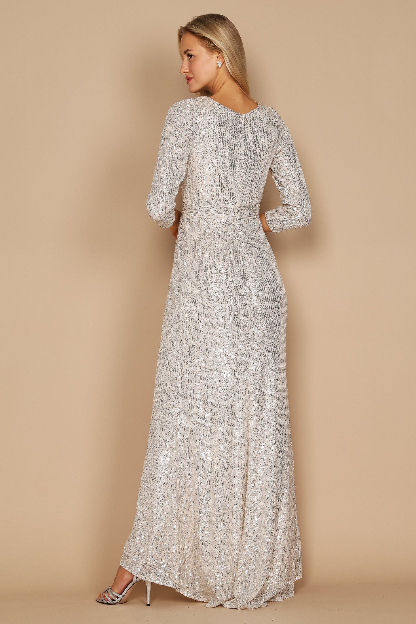 Dylan & Davids DD1257 Long Sleeve Sequin Formal Beaded Dress