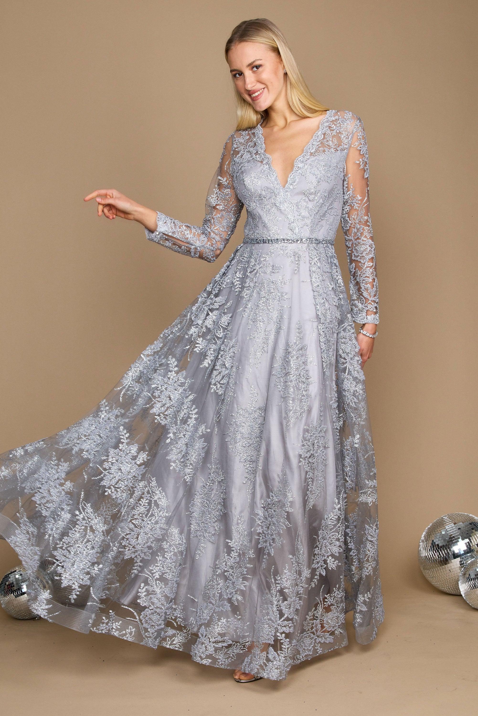 Dylan Davids Long Sleeve Formal Dress Evening Gown