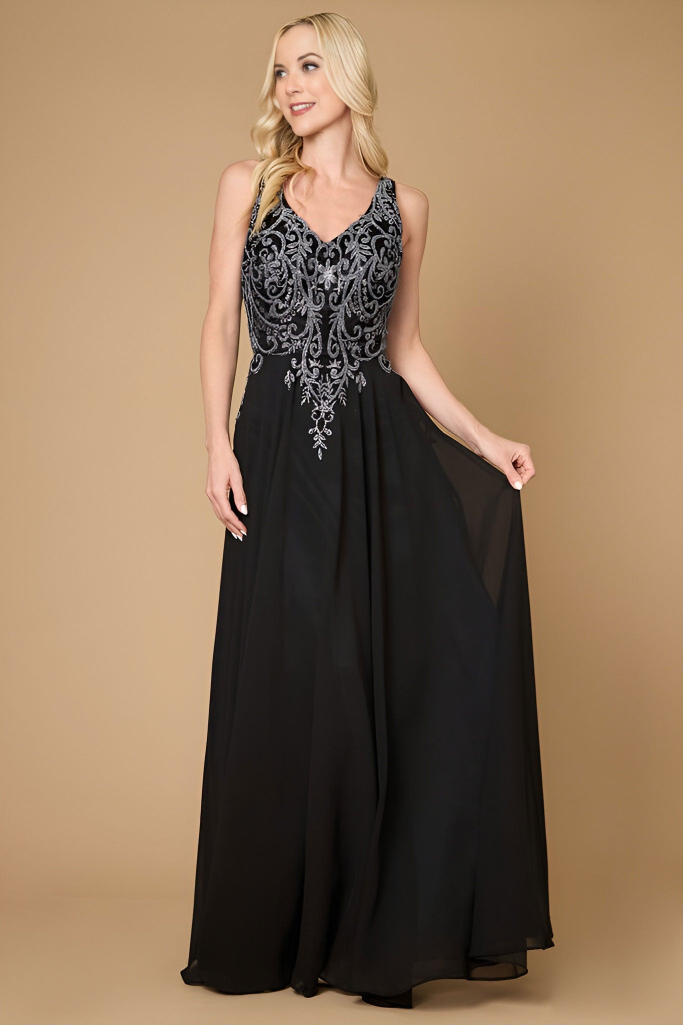 Formal Dresses Long Formal Party Dress Plus Size Black Tie Black/Charcoal