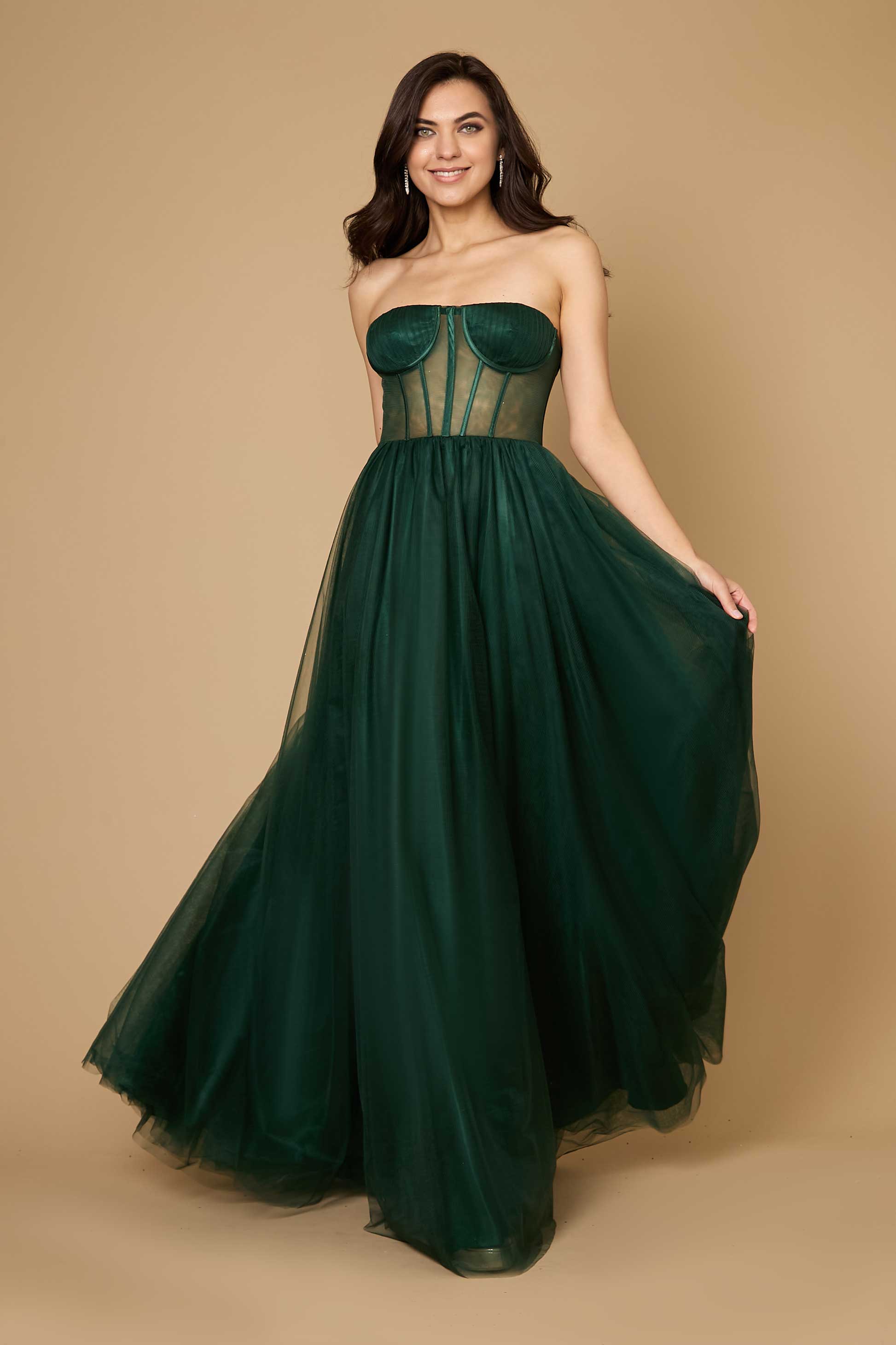 Kos Couture Corset Prom Party Dress Formal Ball Gown Hunter Green / 6
