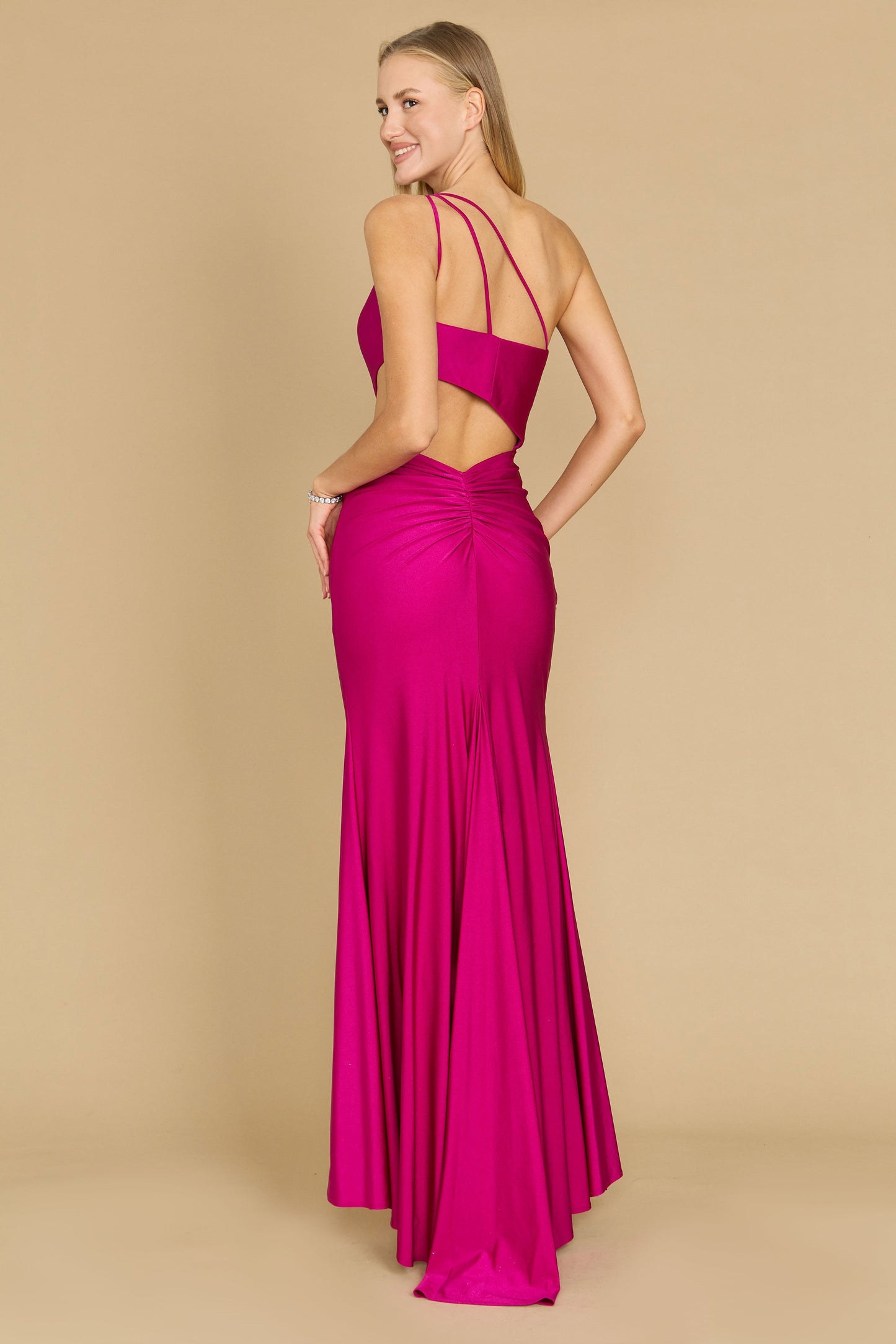Prom Dresses Side Cut Out Sexy Prom Formal Dress Magenta