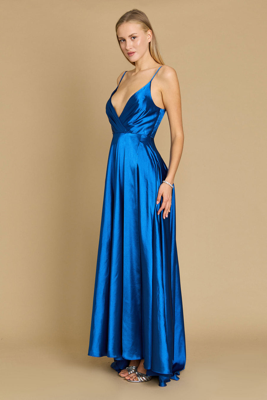 Dylan & Davids DD1318 Long Flowy Satin Formal Prom Party Dress