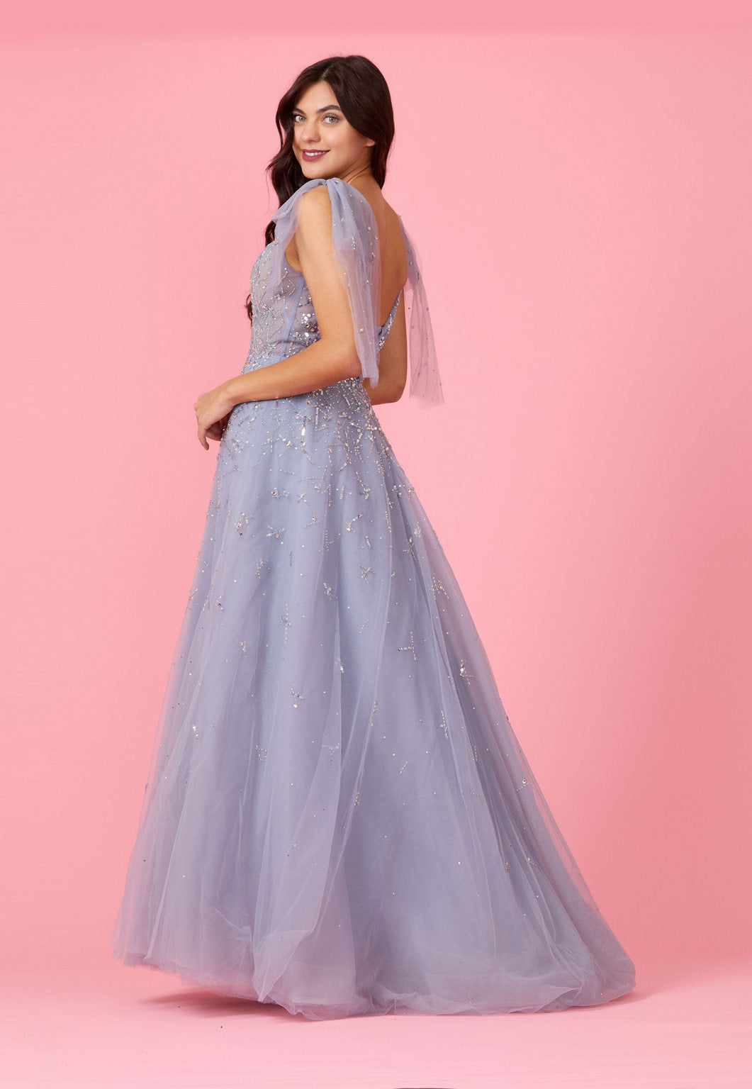 Formal Dresses Short Sleeve Silver Formal Evening Dress Periwinkle