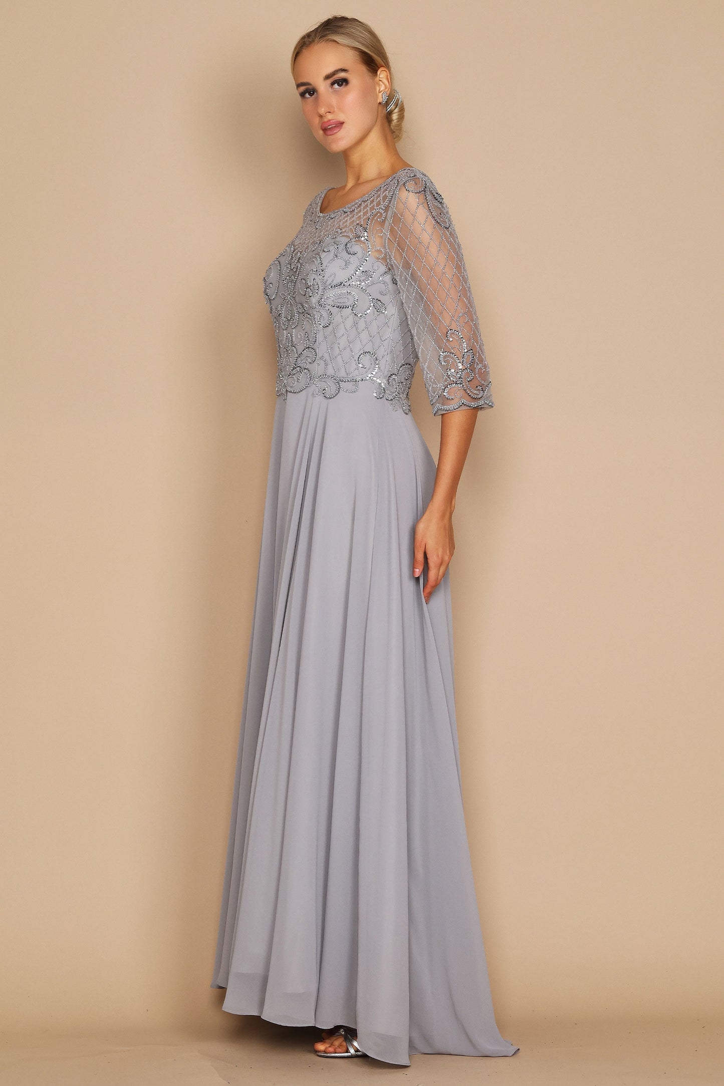 Dylan & Davids DD8919 Long Sleeve Hand Beaded Mother of The Bride Dress