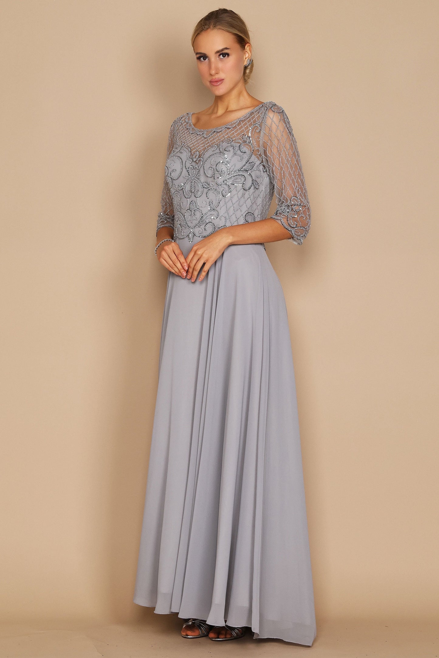 Dylan & Davids DD8919 Long Sleeve Hand Beaded Mother of The Bride Dress