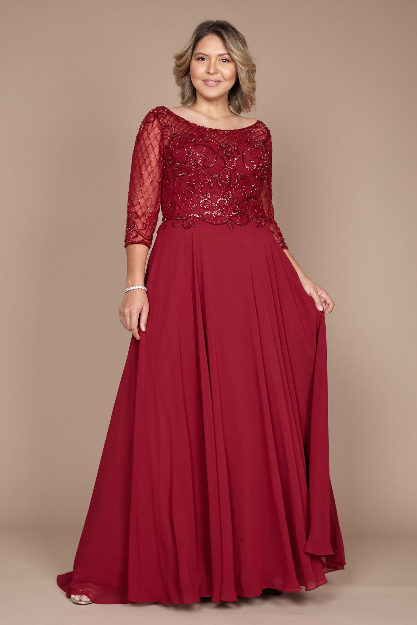 Dylan & Davids DD8919 Long Sleeve Hand Beaded Mother of The Bride Dress