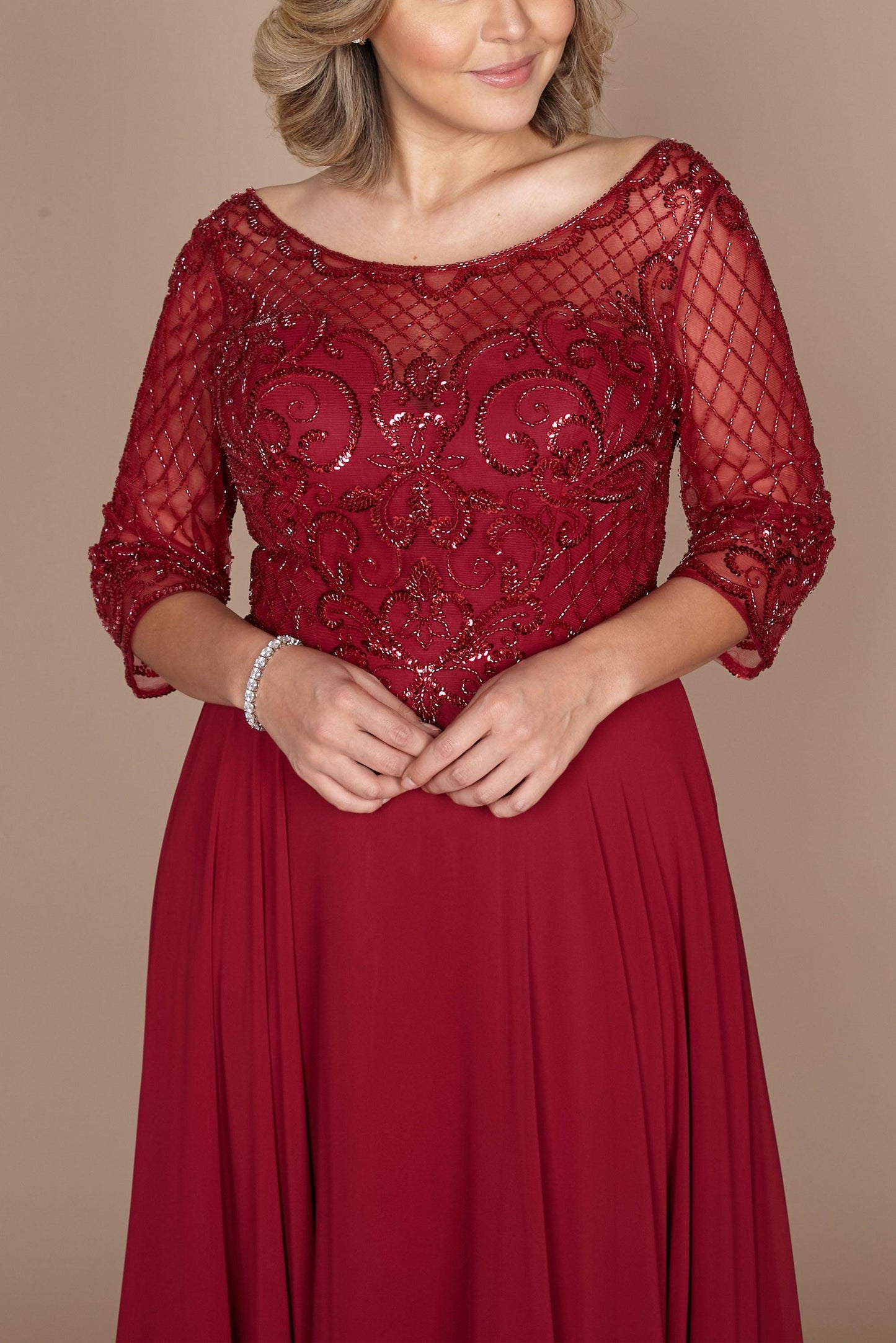 Dylan & Davids DD8919 Long Sleeve Hand Beaded Mother of The Bride Dress