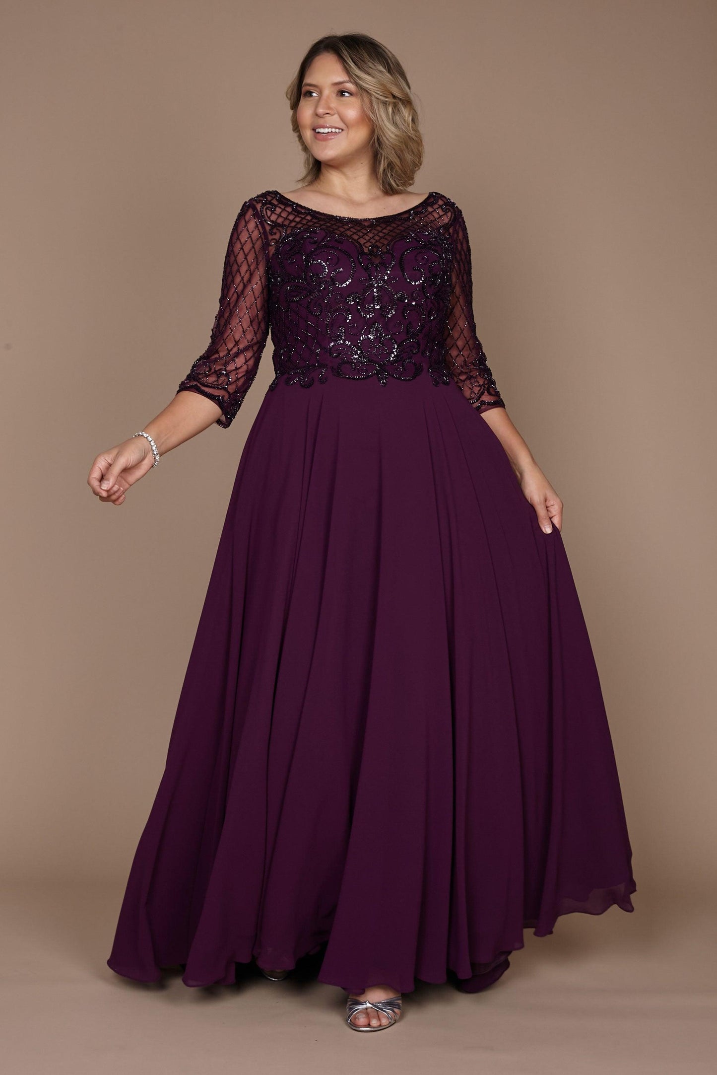 Dylan & Davids DD8919 Long Sleeve Hand Beaded Mother of The Bride Dress