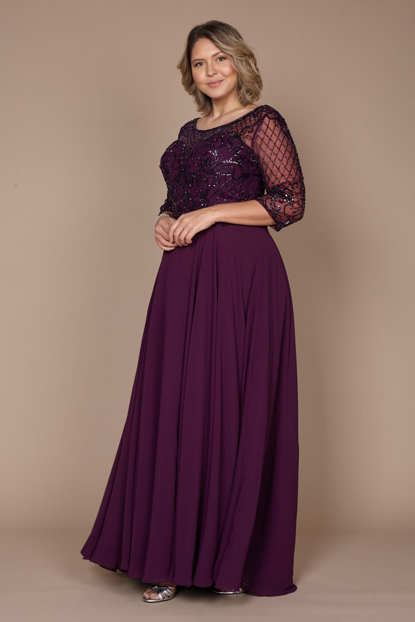 Dylan & Davids DD8919 Long Sleeve Hand Beaded Mother of The Bride Dress