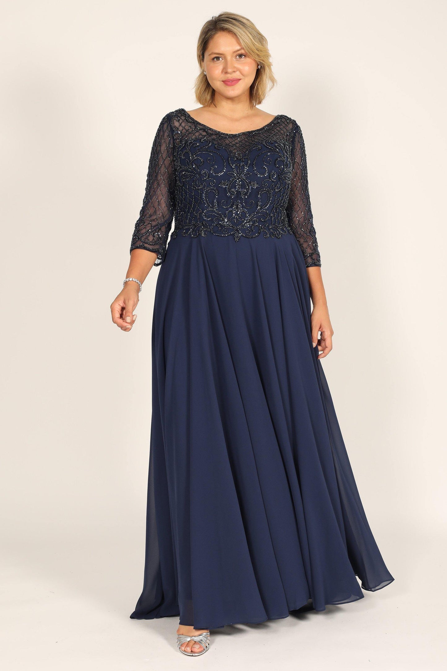 Dylan & Davids DD8919 Long Sleeve Hand Beaded Mother of The Bride Dress