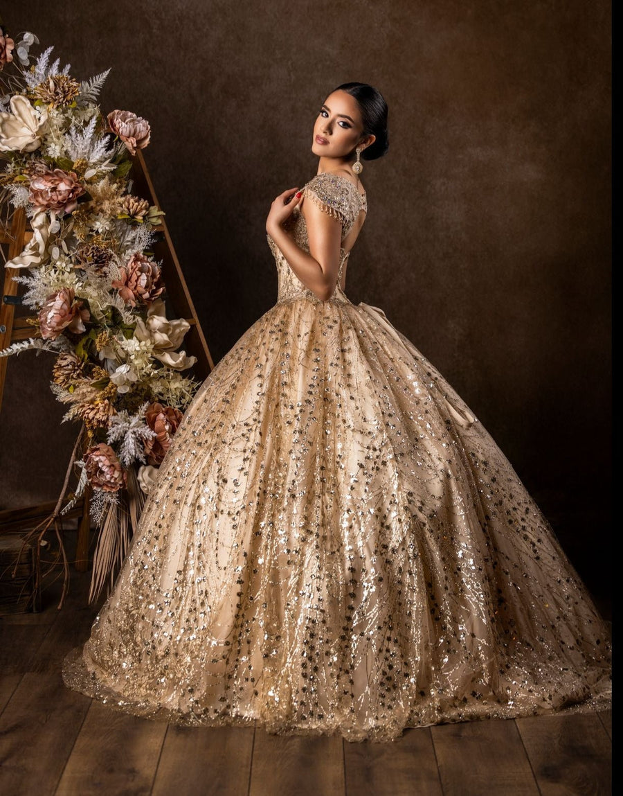 Quinceniera Dresses Long Quinceanera Dress Ball Gown Gold