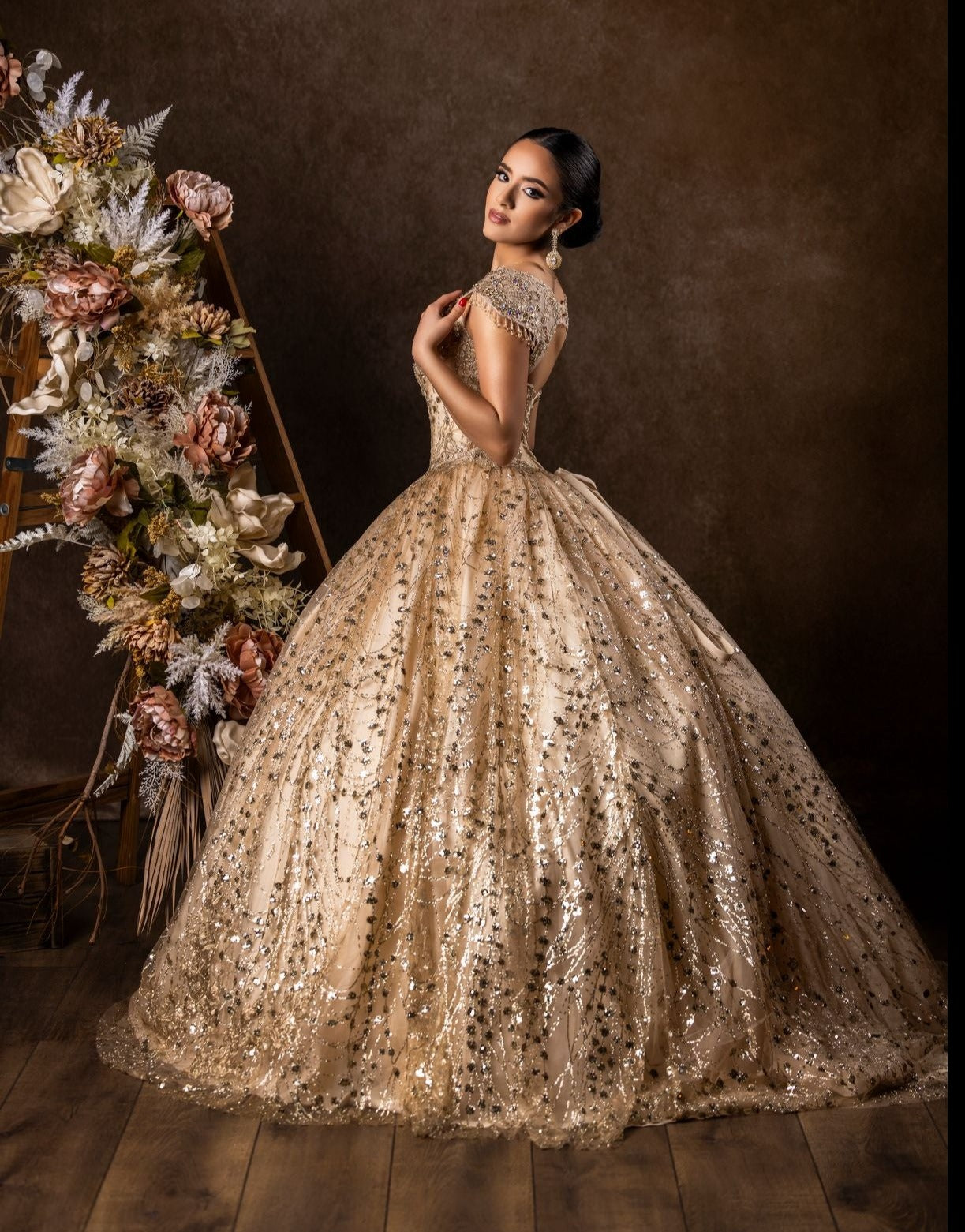 Kos Couture DD326 Long Quinceanera Dress Ball Gown Gold / XL