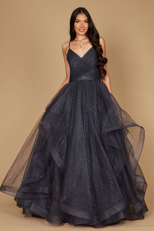 Dylan & Davids DD1230 Sparkling Long Formal Ball Gown Charcoal