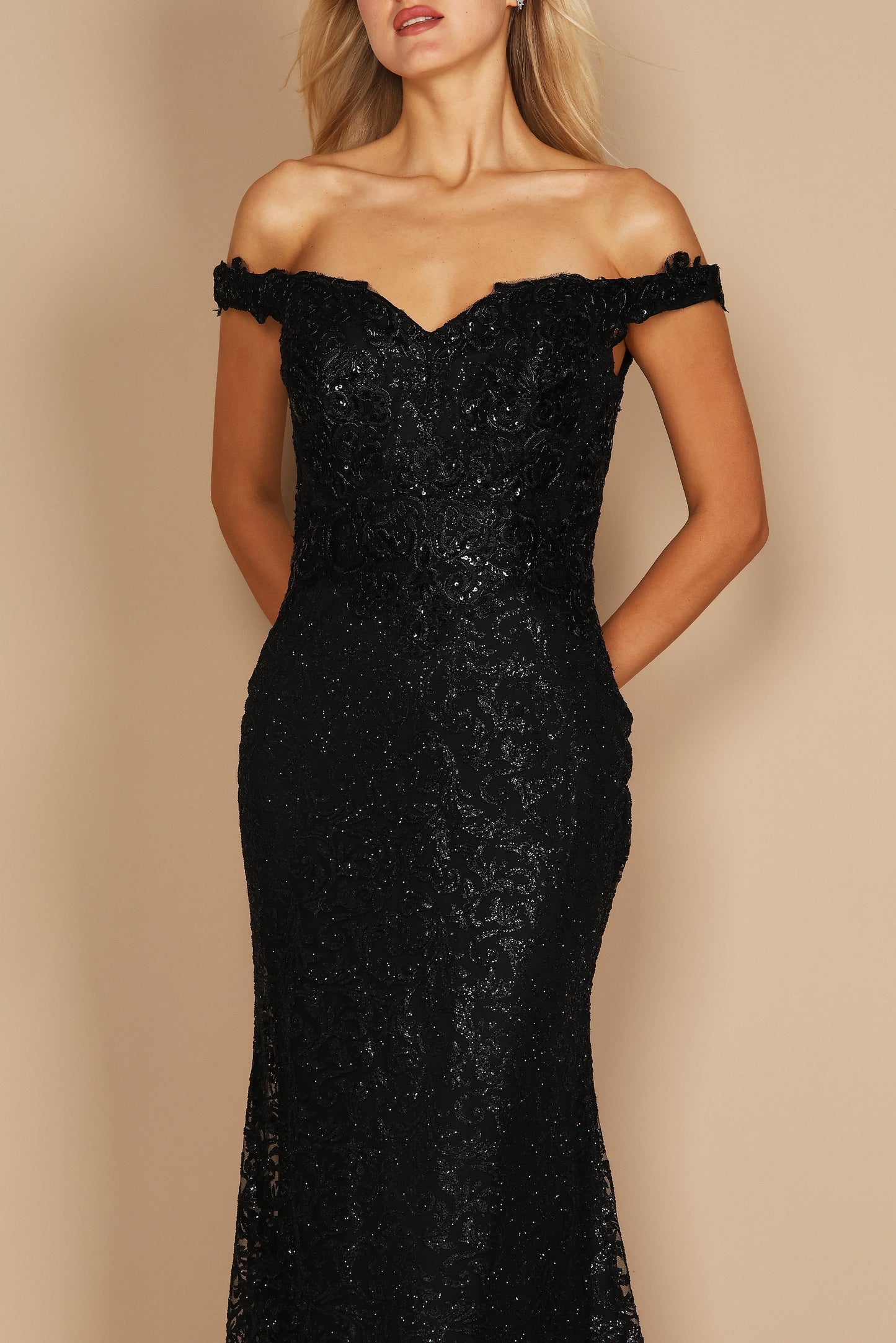 Dylan & Davids DD1232 Formal Mermaid Fitted Evening Dress Black