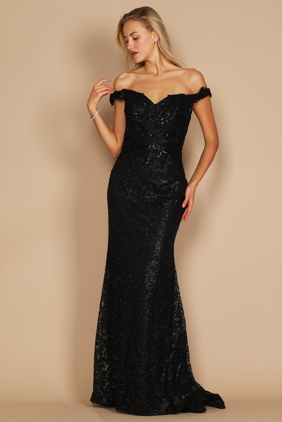 Dylan & Davids DD1232 Formal Mermaid Fitted Evening Dress Black