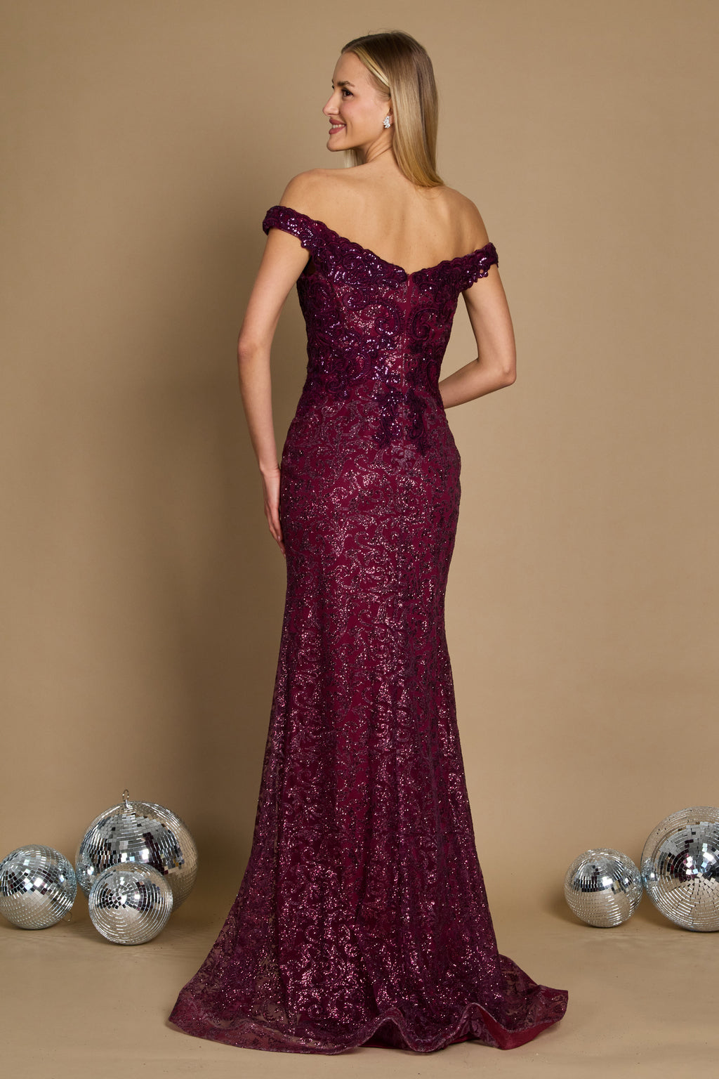 Dylan & Davids DD1232 Formal Mermaid Fitted Evening Dress Eggplant