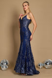 Prom Dresses Fitted Corset Long Formal Prom Dress Navy