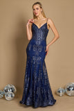 Prom Dresses Fitted Corset Long Formal Prom Dress Navy