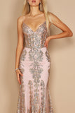 Prom Dresses Fitted Corset Long Formal Prom Dress Rose Gold