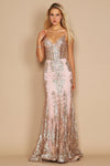 Dylan & Davids DD1238 Fitted Corset Long Formal Prom Dress Rose Gold