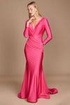 Dylan & Davids DD1240 Long Sleeve Formal Fitted Evening Dress Fuchsia