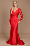 Dylan & Davids DD1240 Long Sleeve Formal Fitted Evening Dress Red