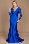 Dylan & Davids DD1240 Long Sleeve Formal Fitted Evening Dress Royal