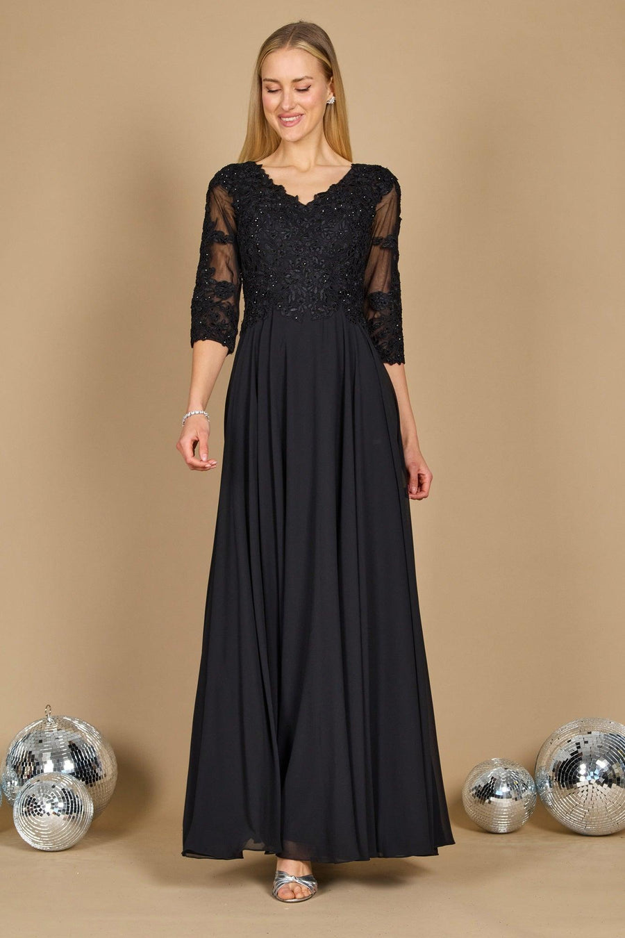 Formal Dresses Long Formal Mother of the Bride Dress  Black