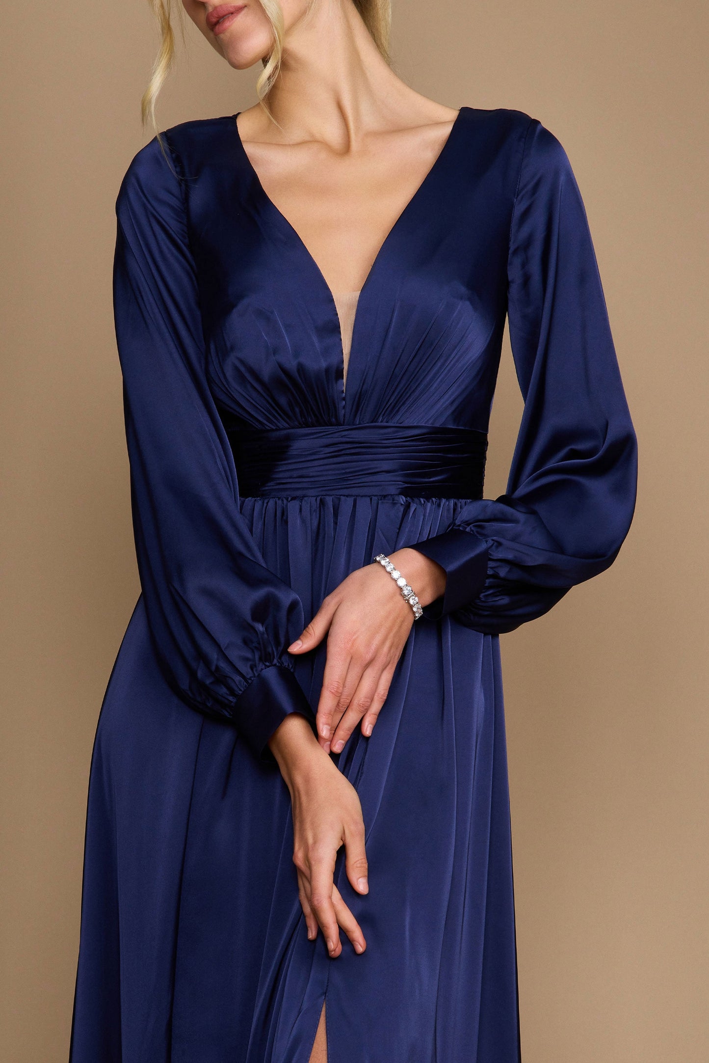 Formal Dresses Long Sleeve Formal Evening Party Dress Navy