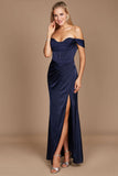 Formal Dresses Corset Satin Formal Evening Dress Navy