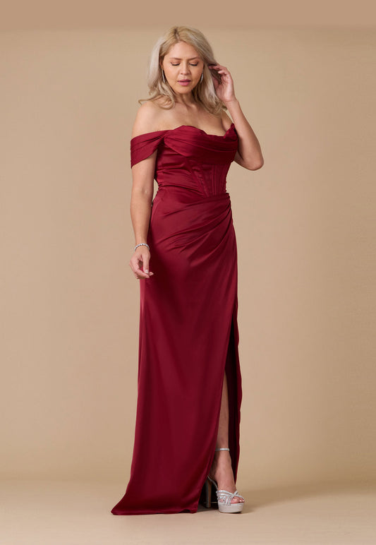 Formal Dresses Corset Satin Formal Evening Dress Burgundy