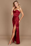 Formal Dresses Corset Satin Formal Evening Dress Burgundy