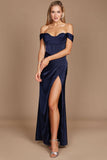 Formal Dresses Corset Satin Formal Evening Dress Navy