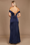 Formal Dresses Corset Satin Formal Evening Dress Navy