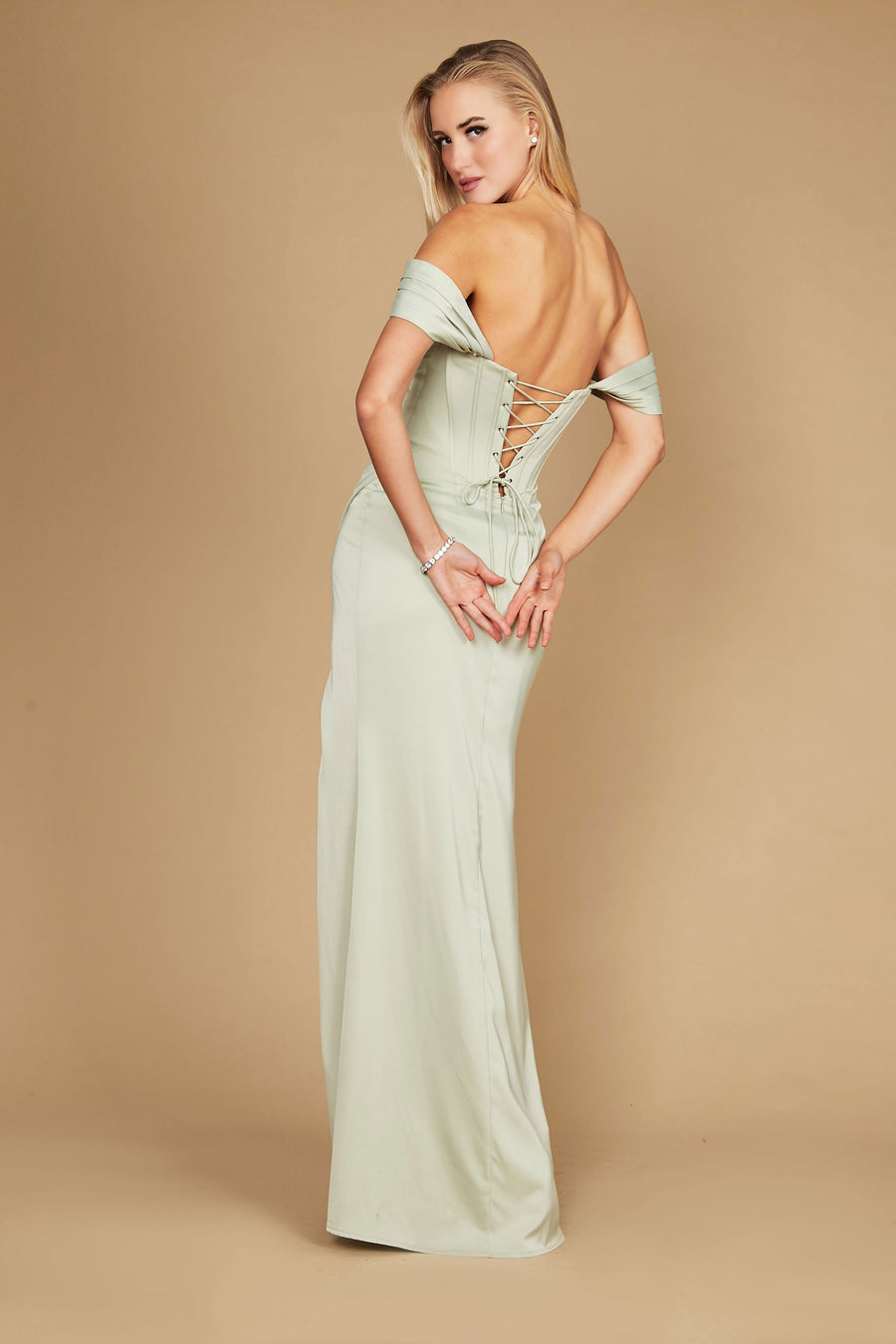 Kos Couture DD1249 Corset Satin Formal Evening Dress