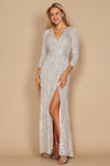 Dylan & Davids DD1257 Long Sleeve Sequin Formal Hand Beaded Dress Silver