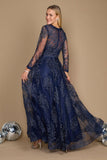 Formal Dresses Long Sleeve Formal Dress Evening Gown Navy