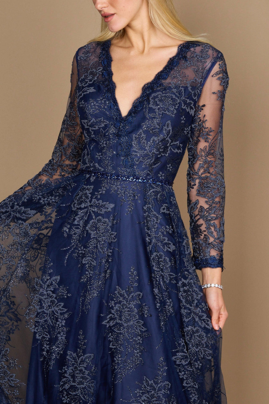 Formal Dresses Long Sleeve Formal Dress Evening Gown Navy