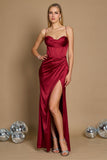 Dylan & Davids DD1263 Draped Corset Cowl Long Prom Dress Burgundy