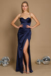 Dylan & Davids DD1263 Draped Corset Cowl Long Prom Dress Navy