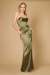 Dylan & Davids DD1263 Draped Corset Cowl Long Prom Dress Olive