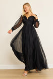 Dylan & Davids DD1267 Long Sleeve Chiffon Black Formal Dress