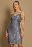 Cocktail Dresses Short Sequin Formal Cocktail Dress Charcoal