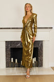 Formal Dresses Long Sexy Semi Formal Metallic Dress Gold